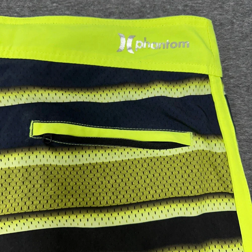 Hurley Phantom Board Shorts Swim Trunks Striped‎ Neon Green Accents Size 31